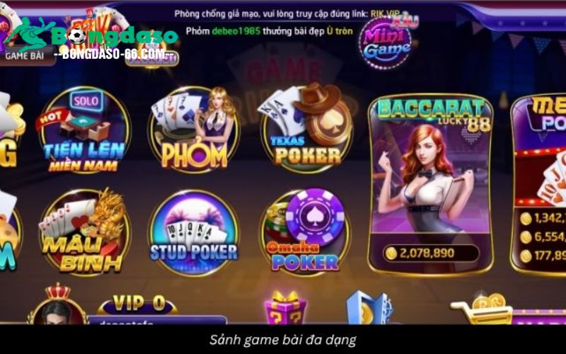 Sảnh game bài đỉnh cao được nhiều yêu thích rikvip